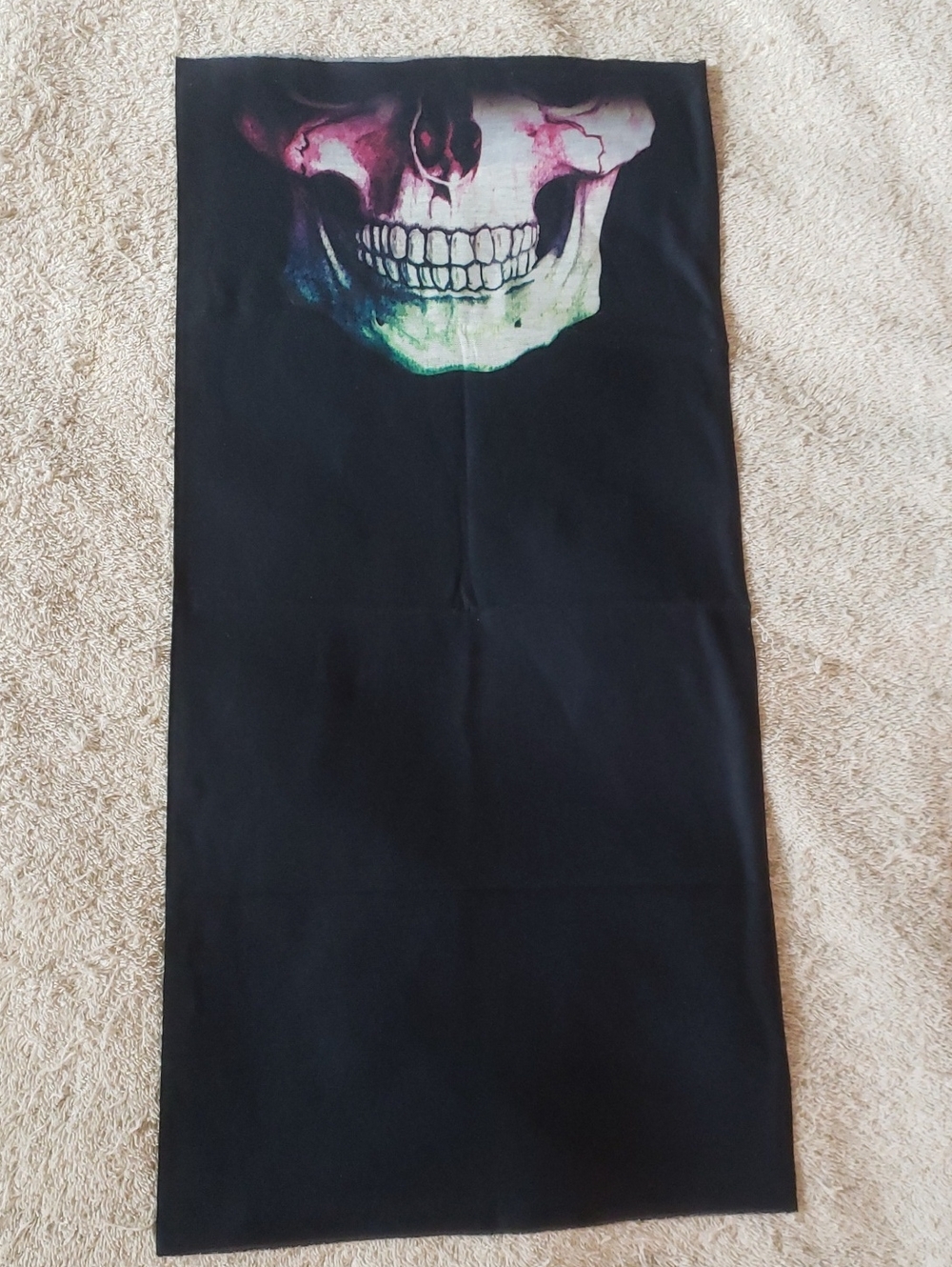 NWOT - Black Neck Gaiter with Colorful Skull Print